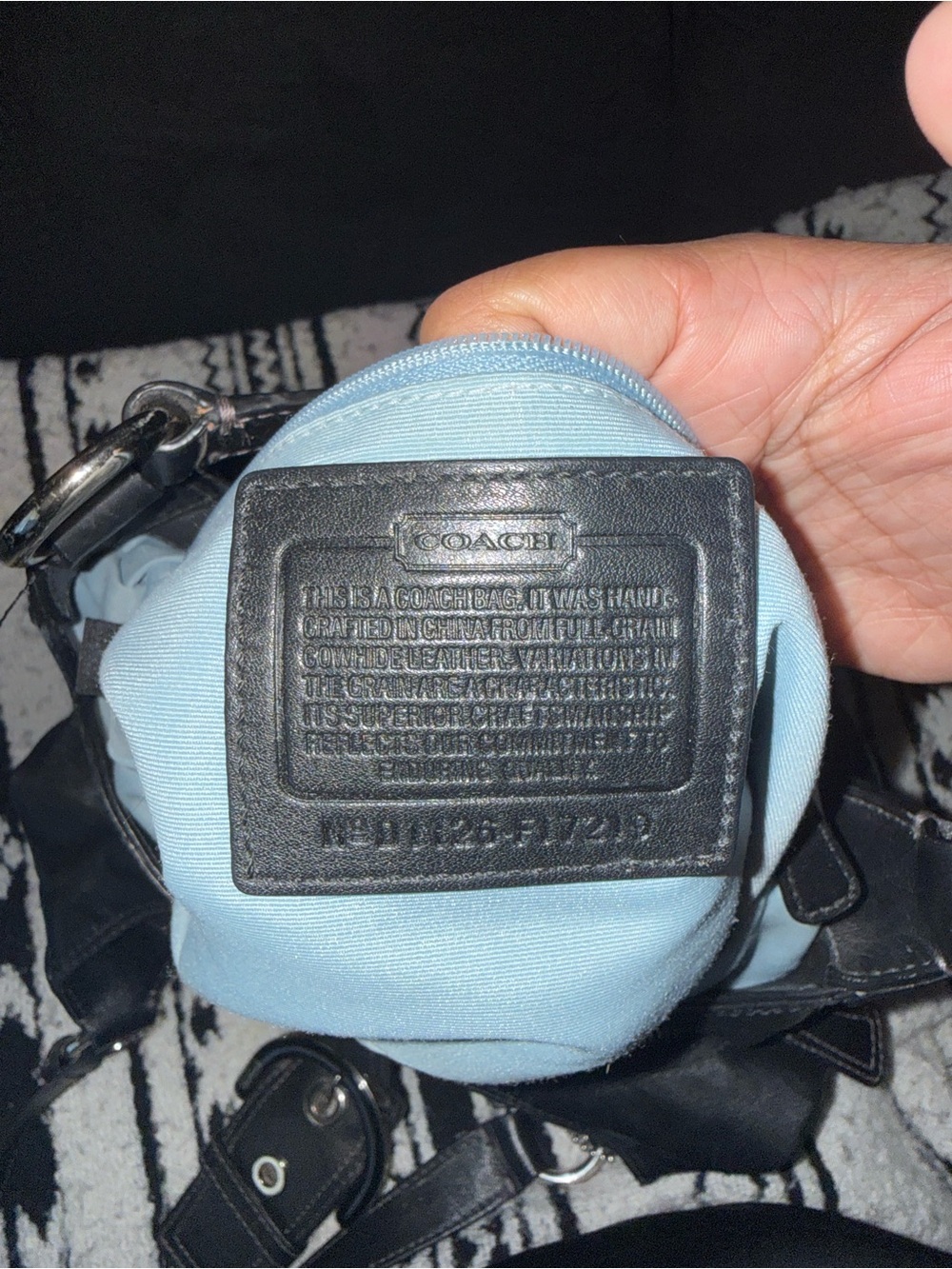 Coach Light Blue Round Crossbody Pouch with Black Trim